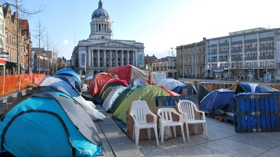 The Occupy Nottingham camp in the city centre