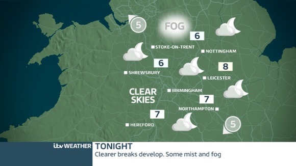 Saturday night weather through the Central region
