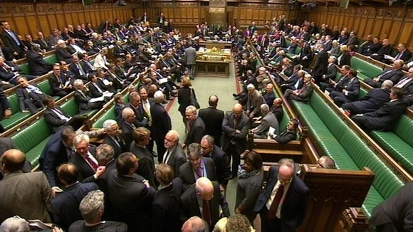 MPs prepare to vote on an amendment the the Queen's Speech on May 15