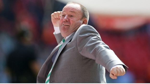 Yeovil Town manager Gary Johnson celebrates at the final whistle.