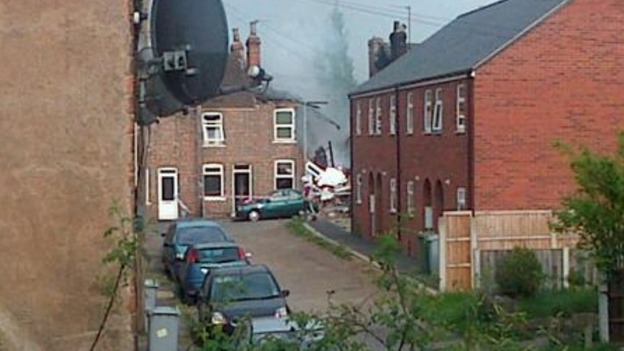 The site of the explosion in Newark, Nottinghamshire.