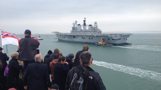 Crowds watch HMS Ark Royal