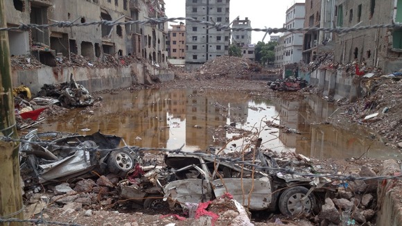 The debris from the collapsed factory where more than 1,000 people died.