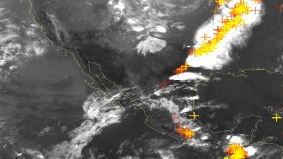 Thunderstorms and funnel clouds begin forming in this satellite image