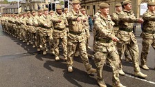 Returning soldiers parade in Burnley