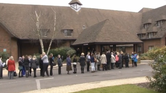 The queue for the jobs fair for the Whiteley Shopping Village