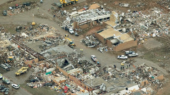 Plaza Towers Elementary School after it was hit by the massive tornado.