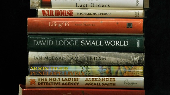 A stack of books on sale