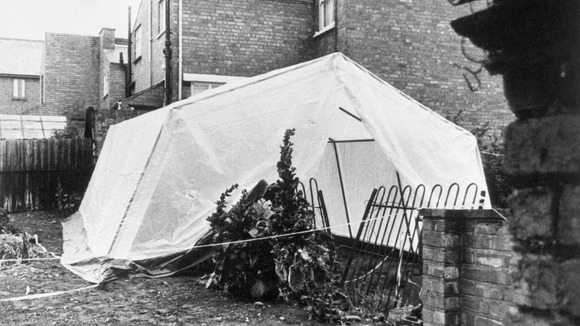 Worcester house where bodies of three young children were found impaled on garden railings. File photo dated 14/04/73.