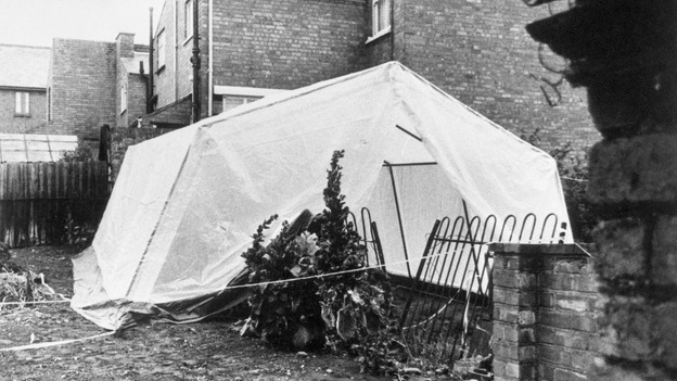 Worcester house where bodies of three young children were found impaled on garden railings. File photo dated 14/04/73.