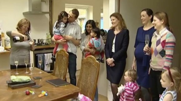Parents celebrate the go ahead for The Heights Primary School at Caversham in Reading