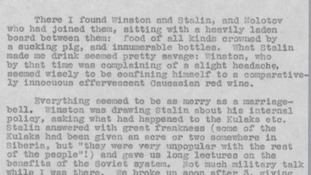 The account of Winston Churchill's drunken wartime meeting with Stalin.