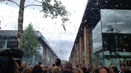 Confetti in shopping centre