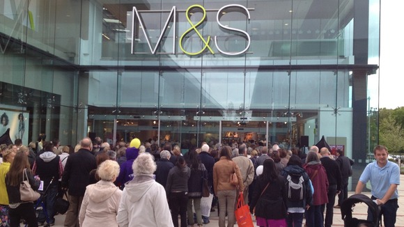 Crowds queue at M&S