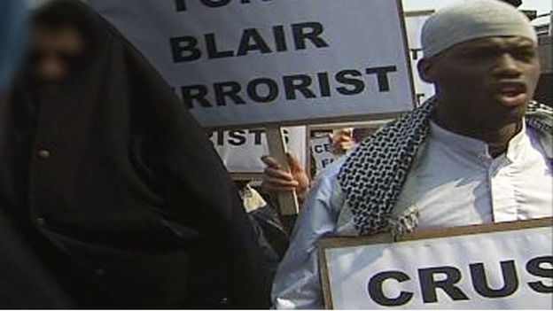 Woolwich terror suspect seen during an Islamist protest in London in 2007.