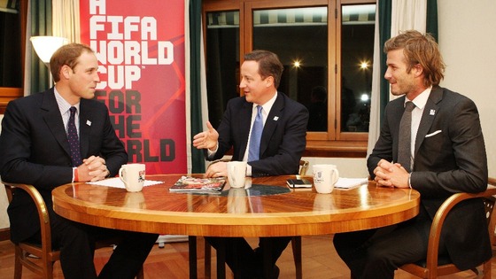 Prince William, David Cameron and David Beckham during England's failed 2018 World Cup bid.