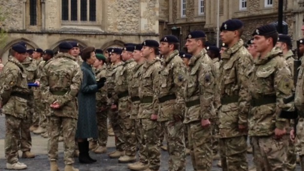 Princess Anne with troops