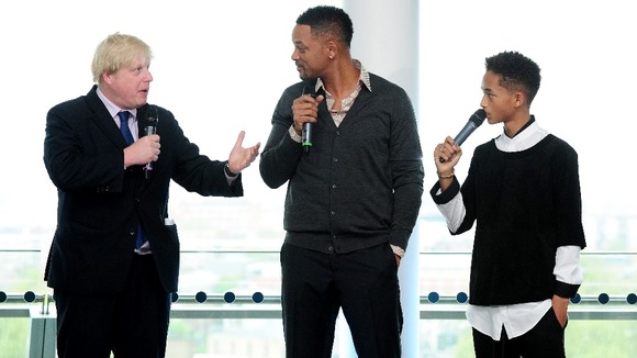 London's mayor Boris Johnson with Jayden and Will Smith.