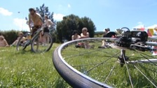 Naked cyclists saddle up