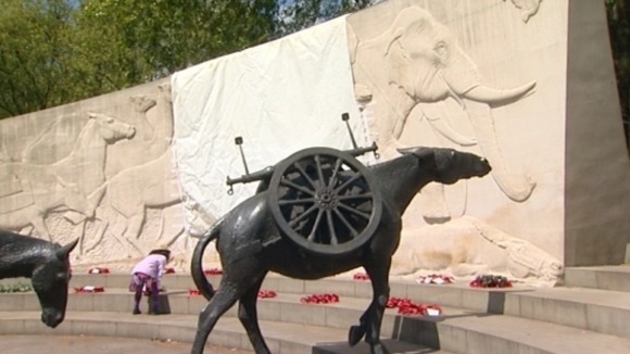 The Animals In War memorial covered over