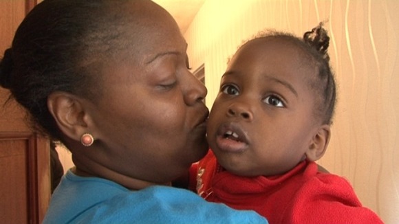Mother and daughter were left unharmed after a car crashed into their home.