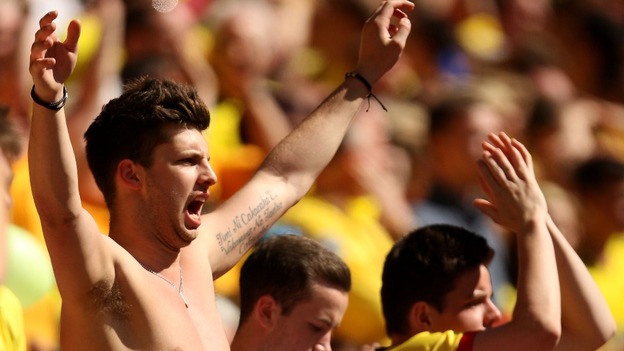 Watford fans show their support in the stands