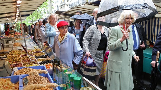 The Duchess of Cornwall visits a market in Paris