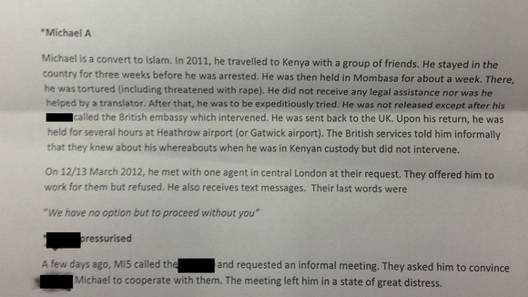Case notes from Michael Adebolajo's meeting with Cage Prisoners.