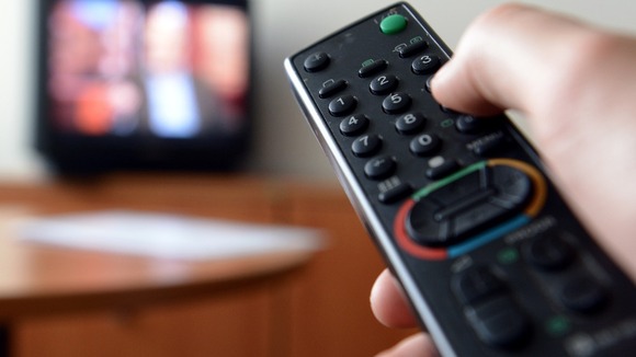 Remote control and television set.