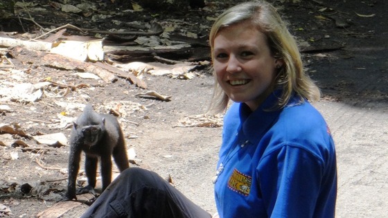 Zoo keeper with endangered monkey