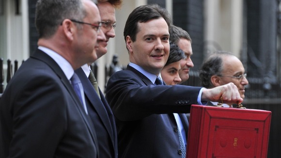 George Osborne with his Budget case outside 11 Downing Street