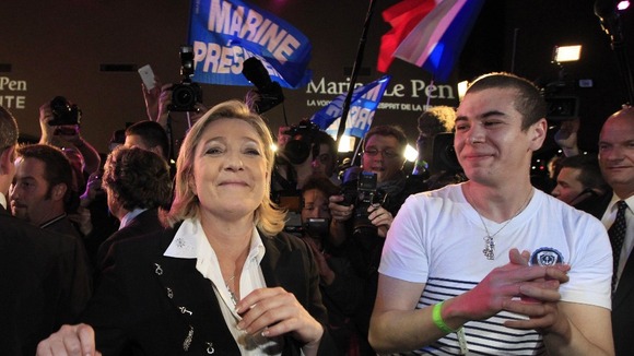 Marine Le Pen with supporters