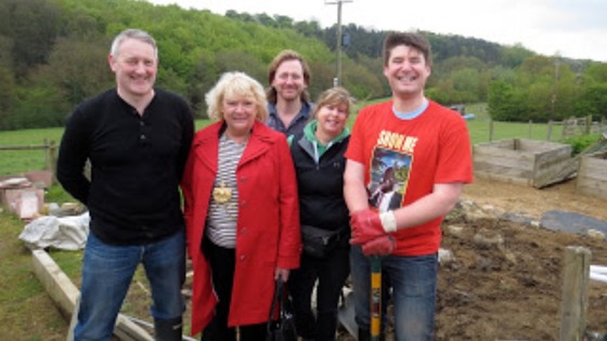 The former Lord Mayor of Leeds, Cllr Anne Castle, with volunteers at Herd Farm for Give and Gain day.