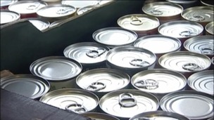 Tinned food at a foodbank