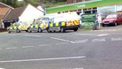 Police attend the incident at the Londis store.