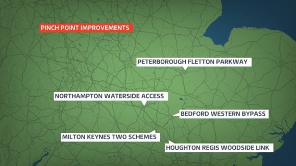 Map showing planned road improvements in the West of the region