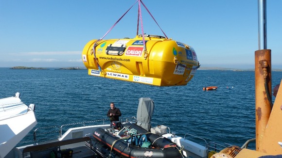 The 'Rockpod' is loaded onto the Orca III vessel ahead of its voyage to Rockall