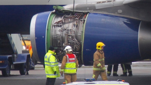 British Airways plane surrounded by emergency vehicles after it had to make an emergency landing at Heathrow.
