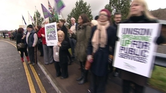 Workers protesting