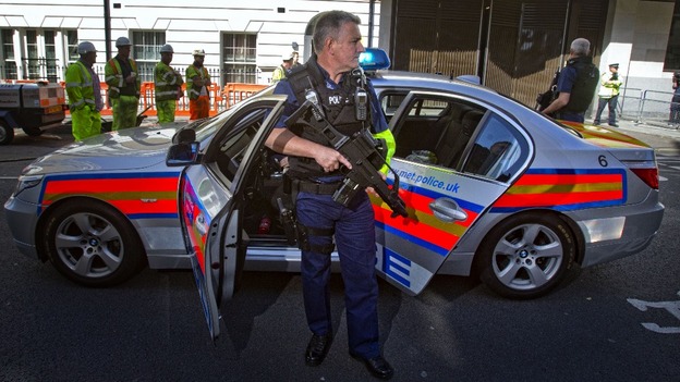 Armed police outside Westminster Magistrates Court,