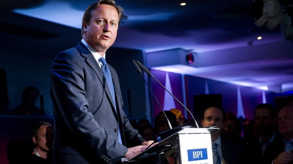 David Cameron speaking at the music event in west London