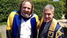 MK Dons' chairman Pete Winkelman with Open University Vice Chancellor Martin Bean