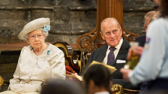 Queen and Duke of Edinburgh at Westminster Abbey