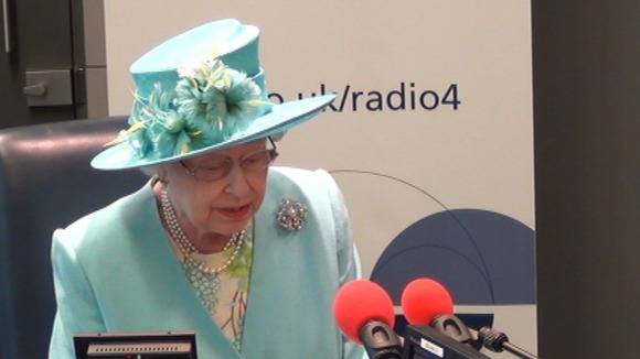 The Queen speaks on BBC Radio 4 from its new studio.