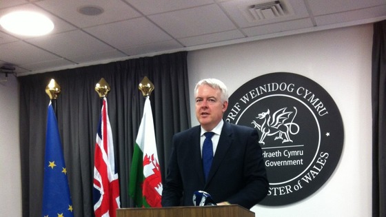 First Minister Carwyn Jones pictured at a previous monthly briefing