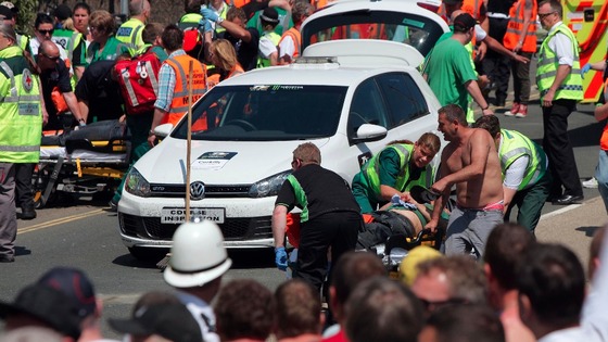Paramedics treat injured spectators at TT
