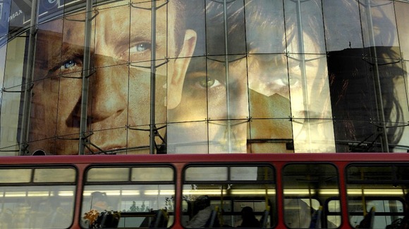 Giant poster promoting 'Quantum of Solace' in 2008