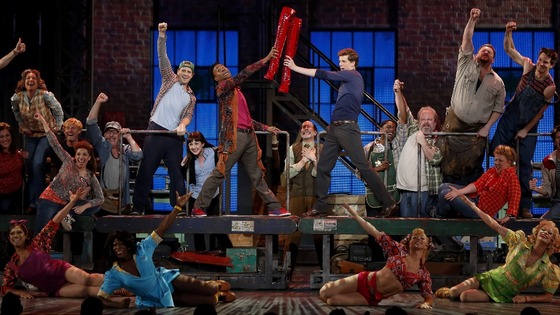 The cast of the Best Musical Tony award winning show Kinky Boots performing at the awards show.