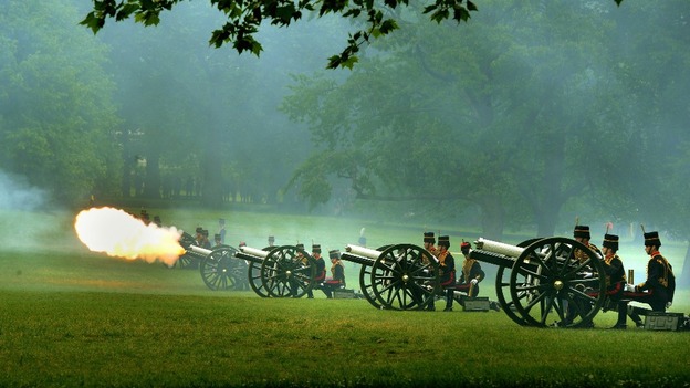 There was a noon salute by the King's Troop Royal Horse Artillery
