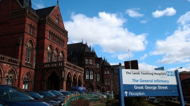 General view of the main entrance to Leeds General Infirmary.